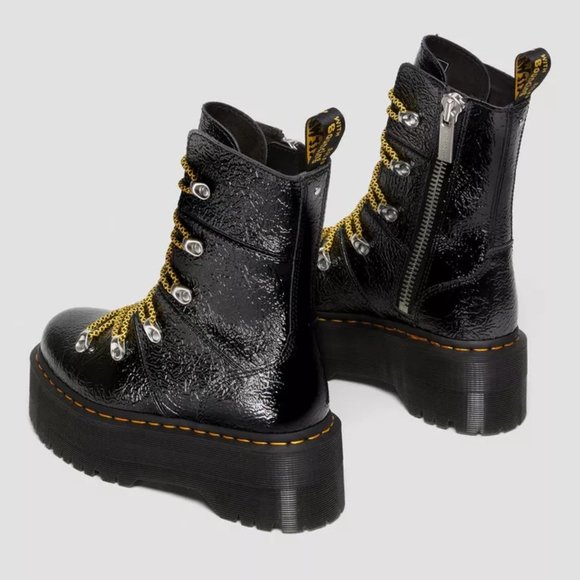 Dr. Martens Ghilana Max Distressed Patent Leather Platform Boots - Picture 6 of 13